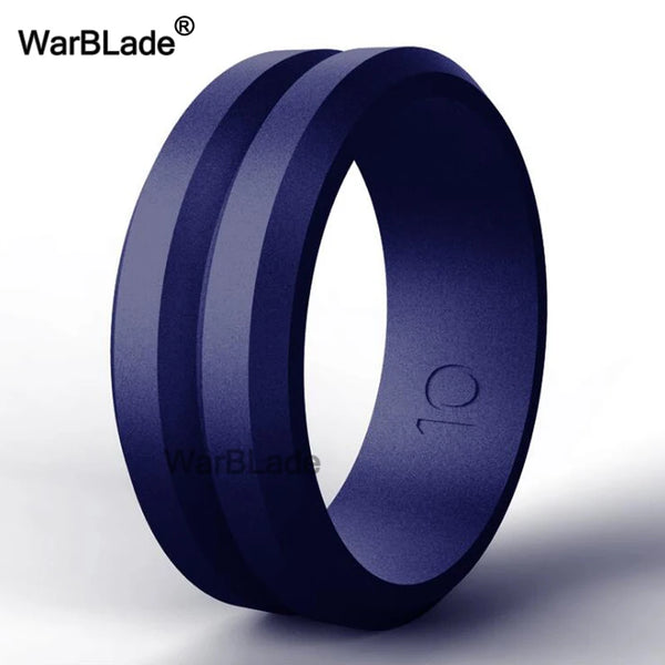WarBLade V-groove Silicone Rings Food Grade FDA Silicone Finger Ring Hypoallergenic Sport Antibacterial Men Wedding Rubber Bands