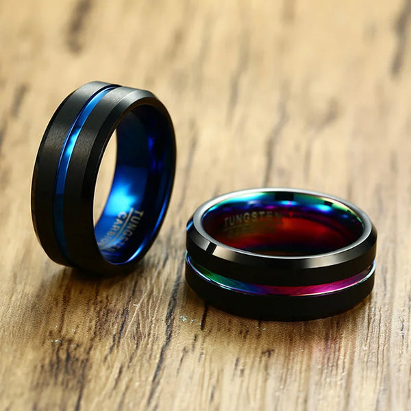 Vnox Stylish 8mm Tungsten Carbide Wedding Band for Men