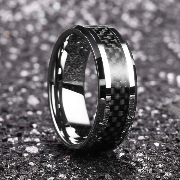 Vintage Titanium & Black Carbon Fiber Men's Ring