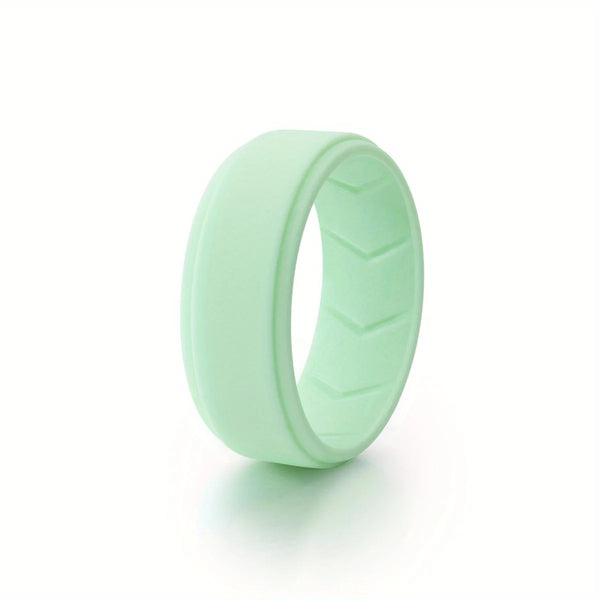 8 Pack Men's Silicone Rings Mens Rubber Wedding Band Ring, 8mm Wide, 2mm Thick