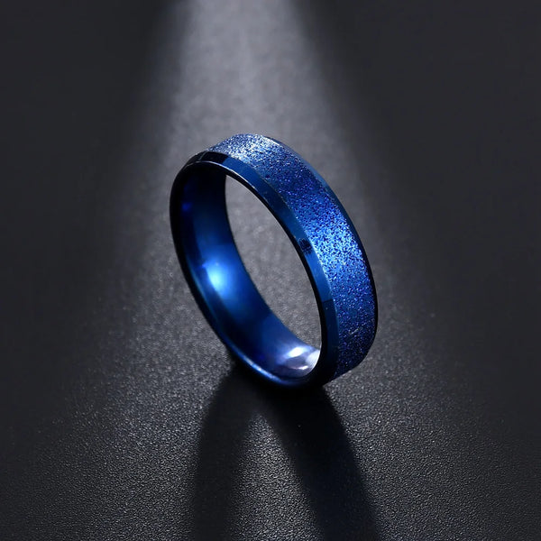 Memolissa Classic Stainless Steel Blue Couple Ring